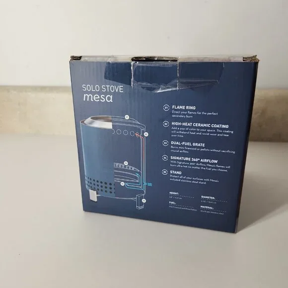 Solo Stove Mesa Tabletop Fire Pit Low Smoke Dual Fuel Water Blue NEW - Picture 3 of 9